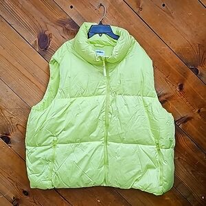 $50 NWOT OLD NAVY NEON LIME GREEN PUFFER VEST WOMEN PLUS 4X JACKET INSULATION